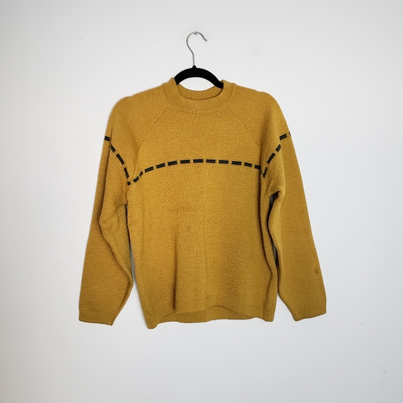 Towne and King Vtg Mustard Knit Crew Neck Sweater - Picture 2 of 8